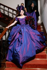 Dita Von Teese in her purple wedding dress